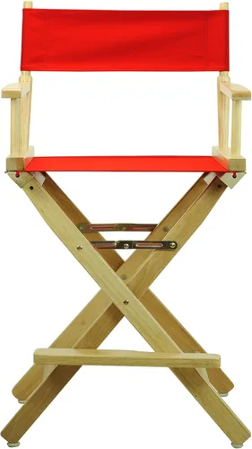 Vista 5 de Casual Home - Silla de director de 24 pulgadas, marco natural con lienzo rojo, altura de mostrador