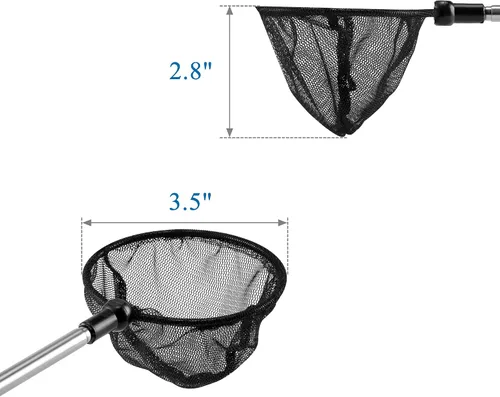 Vista 4 de Lpraer Red de peces de acuario con malla fina extensible de acero inoxidable de mango largo para pecera