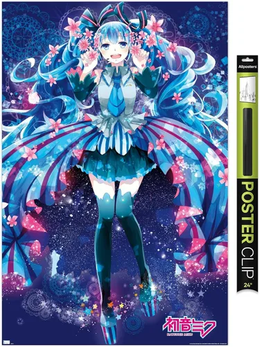 Vista 15 de Hatsune Miku - Póster de pared de flores, 34 pulgadas de largo x 22.4 pulgadas de ancho, versión premium sin marco