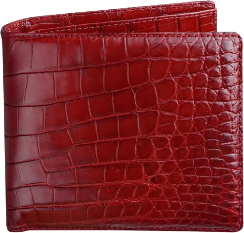 Vista 17 de HATA Billetera de piel plegable de cocodrilo para hombre, con bloqueo RFID, hecha a mano para papá, marido, hijo, profesor