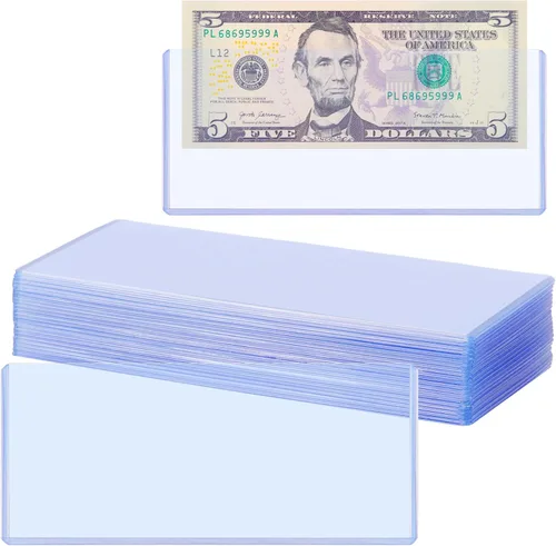 Vista 11 de Uncle Paul PN03L60 - 60 soportes para dinero de papel transparente, 6.8 x 2.9 pulgadas, protector de billetes de PVC transparente, fundas para 60