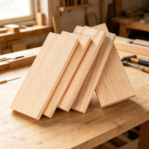 Vista 4 de Paquete de 16 tablas de madera para manualidades sin terminar de 4 x 2 x 1/5 pulgadas a 0.197 in de grosor, bloques de madera en blanco sin