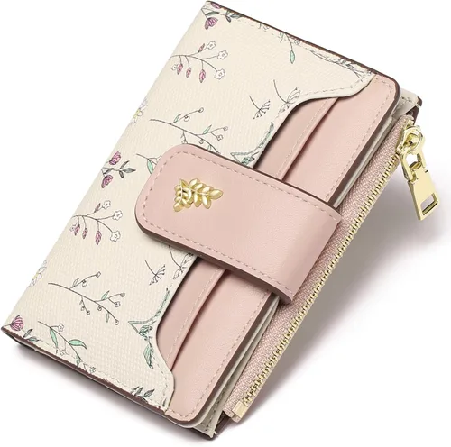 Vista 19 de GAEKEAO Billeteras pequeñas para mujer, con bloqueo RFID, de cuero, plegable, con cremallera, bolsillo para tarjetas de crédito, con ventana