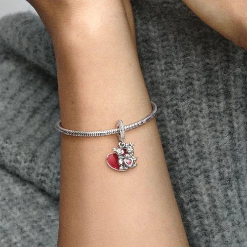 Vista 5 de TopLAD Dije de amor de ratón para pulseras de plata 925 DIY joyería de moda, Plata, plateado