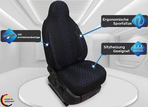 Vista 7 de BREMER SITZBEZÜGE Measure Pilot Seat Covers Compatible with Motorhome Ducato Weinsberg Adria Dethleffs Accessories,Set of 2 Protective Covers Black