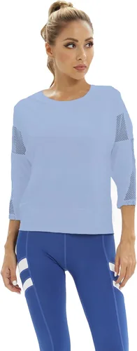 Vista 2 de Camisas de entrenamiento para mujer, camisa atlética de malla para mujer, camisetas de yoga, gimnasio, ropa deportiva, manga 34, camisetas