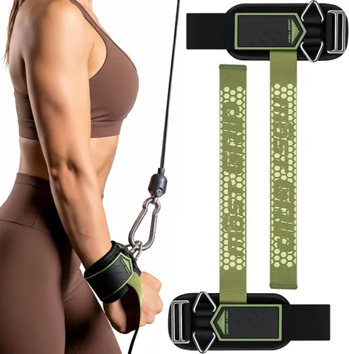 Vista 11 de Correas de muñeca antideslizantes con pegamento para levantamiento de pesas, correas de elevación 2 en 1 con anillos en D para entrenamiento