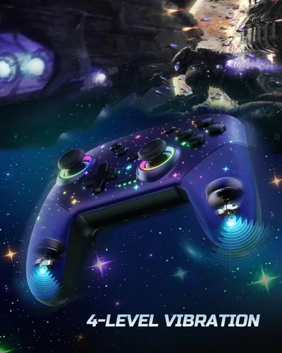 Vista 6 de VOYEE Switch Controller, LED Star Wireless Pro Controllers Compatible with LiteOLED, Multi-Platform Windows PC with 9 Colors Colorful RGB