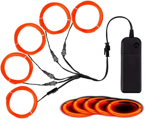 Vista 20 de MaxLax Cable EL, luces de neón portátiles, cable EL 5 en 3.3 ft, alambre electroluminiscente para decoración de Halloween, fiesta de Navidad Ten