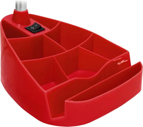 Vista 6 de Simple Designs LD1067-RED Lámpara de escritorio compartimentada con soporte para iPhone/iPad/Tablet, cuello de cisne plegable, para oficina, sala