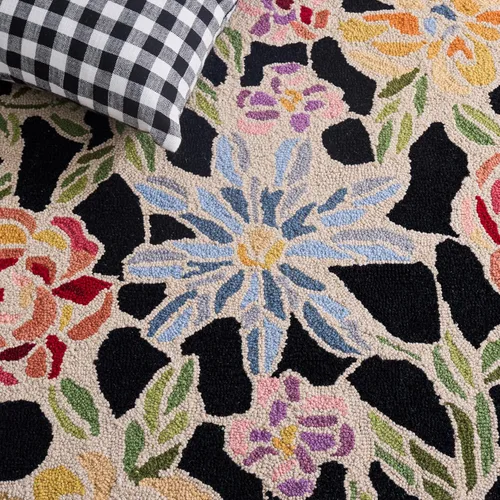 Vista 5 de SAFAVIEH Chelsea Collection - Alfombra decorativa de 1 pies 8 pulgadas x 2 pies 6 pulgadas, color negro, lana de campo francesa enganchada a mano