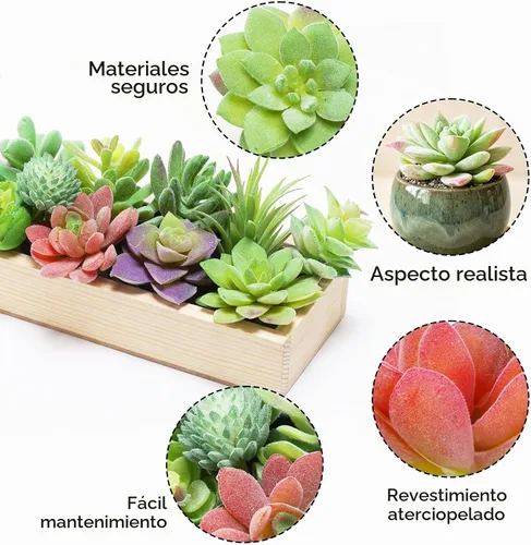 Vista 3 de HappyHapi 12 piezas de suculentas artificiales, mini plantas falsas sin maceta para manualidades, pequeñas suculentas de plástico surtido