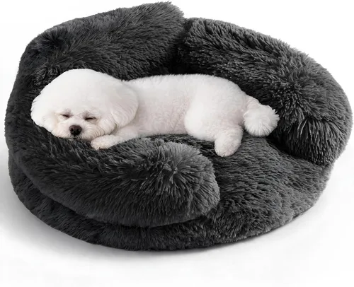 Vista 17 de EHEYCIGA Cama calmante de 20 pulgadas para perros pequeños y gatos, sofá Marrón