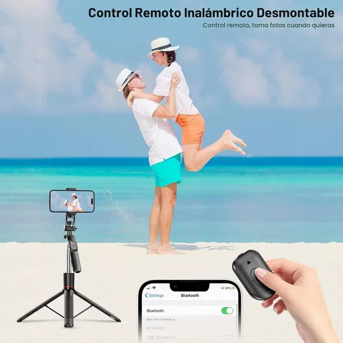 Vista 6 de Trípode con palo selfie de 67 pulgadas para iPhone con control remoto, soporte para teléfono y tornillo de 1/4 de pulgada, trípode extensible