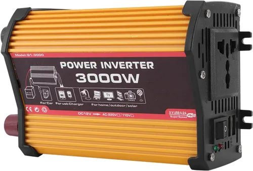 Vista 4 de Inversor de corriente, convertidor de CA automático, convertidor de adaptador de automóvil modificado con salida de puerto USB doble, carga rápida