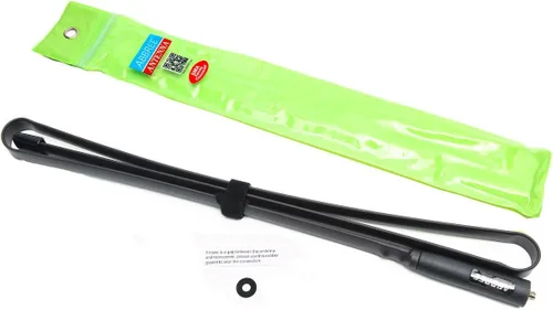 Vista 7 de Abbree SMA - Antena de banda dual hembra VHF/UHF 144/430 MHz antena de látigo suave de alta ganancia para radio bidireccional Baofeng UV-5R UV-82.