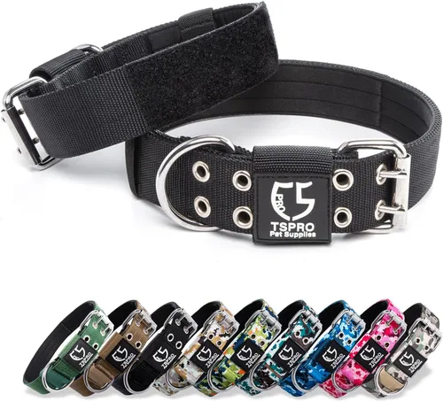 Vista 13 de TSPRO Collar Táctico para Perro de 1.25 Pulgadas de Ancho Collares Gruesos para Perro con Hebilla de Metal de Servicio Pesado, Duradero, Fuerte