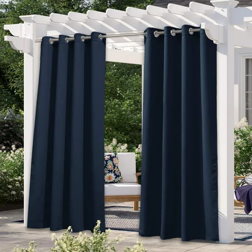 Vista 19 de NICETOWN Cortina para Exteriores para Patio Impermeable de 84 Pulgadas de Ancho, Aislamiento Térmico con Ojales Antioxidantes Bloqueo UV Cortina