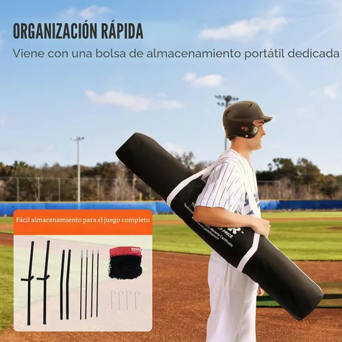 Vista 7 de VEVOR 7x7ft Baseball Softball Practice Net, Portable Baseball Training Net for Hitting Batting Catching Pitching, Backstop Baseball Equipment
