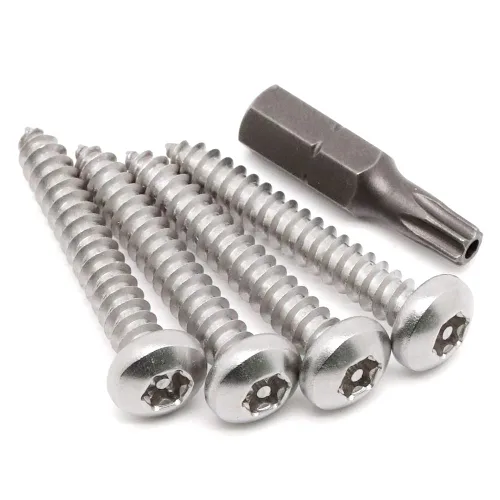 Vista 6 de Tornillos de chapa Torx de acero inoxidable #14 x 1 con cabeza de botón de acero inoxidable, tornillos plateados de seguridad, antirrobo, a prueba