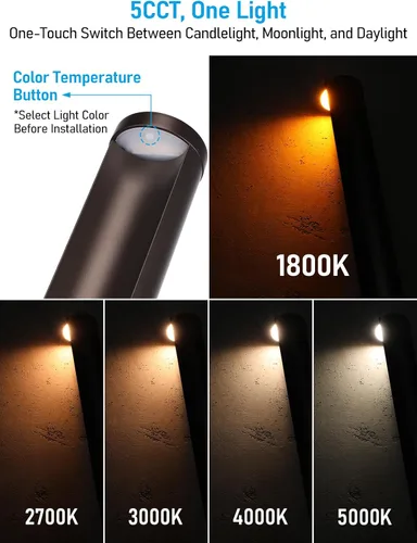 Vista 4 de LEONLITE 5CCT - Luces de paisaje de bajo voltaje, luces LED antirreflejos de 5 W, carcasa de aluminio fundido a presión, impermeable IP65