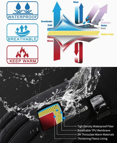 Vista 4 de Frlozs Guantes de esquí y nieve impermeables aislados -30 F 3M guantes térmicos para motocicleta cálidos guantes de invierno para hombres y mujeres