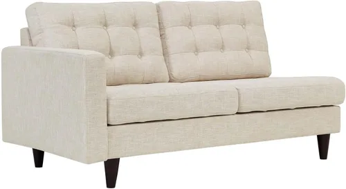 Vista 28 de Sofá esquinero Modway Empress, estilo de mediados de siglo, tapizado de tela en avena, Tela, Celeste