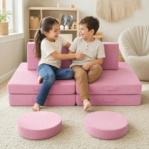 Vista 29 de Sofá modular para niños MeMoreCool – Sofá de dinosaurio de 8 piezas que brilla en la oscuridad para niños pequeños convertible en fuerte constructor