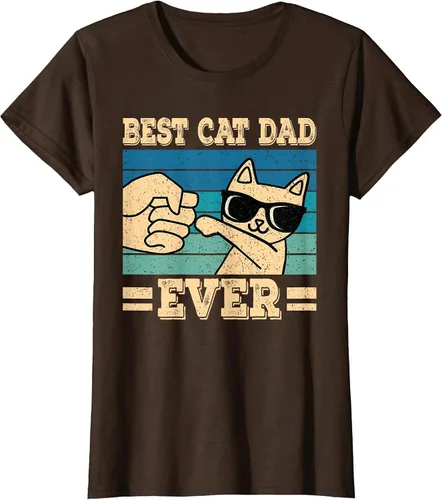 Vista 27 de Best Cat Dad Ever Vintage Funny Cat Lover Retro Men T-Shirt Asphalt Grey