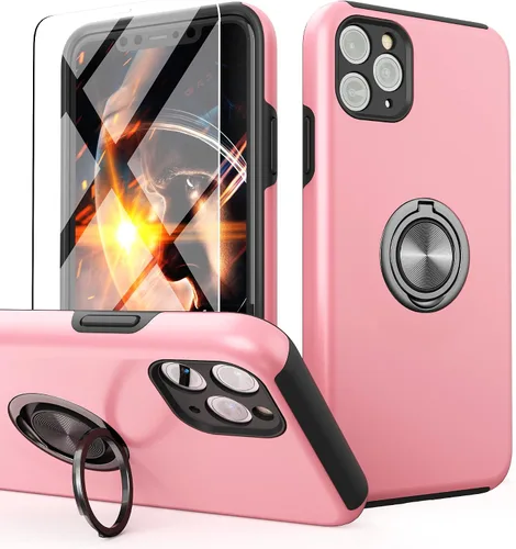 Vista 12 de Funda compatible con iPhone 11 con protector de pantalla de vidrio templado, funda para iPhone 11 negra para hombre, funda protectora delgada 2 en 1