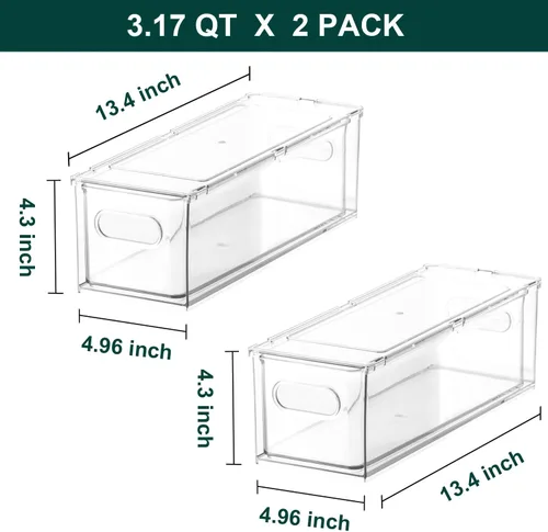 Vista 5 de LALASTAR Paquete de 2 organizadores de refrigerador con cajón extraíble, organizador apilable para congelador, organización y almacenamiento