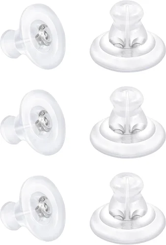 Vista 13 de Respaldos de Aretes, Respaldos de Aretes de Silicona de Oro 18K para Aretes de Botón/Orejas Caídas, Respaldos de Aretes con Cierre de Seguridad