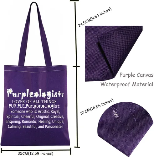 Vista 3 de TSOTMO Bolsa de asas púrpura Fondo púrpura Bolso de mano Amante de todas las cosas Regalo diseñado bolsa de asas para amantes, Púrpura, Grande