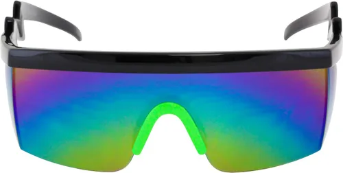 Vista 2 de Flawless Eyewear - Gafas de seguridad parcialmente sin marco, estilo retro, mica con reflejo de arco iris, gafas de sol, patas en zigzag