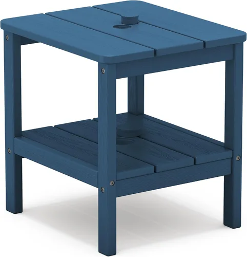 Vista 14 de SERWALL Mesa auxiliar de 2 niveles HDPE para exteriores, resistente a la intemperie, mesa auxiliar Adirondack rectangular Aruba