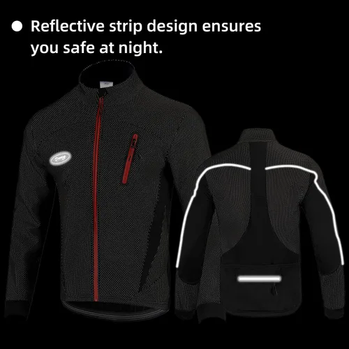 Vista 5 de Chaqueta de ciclismo para hombre, forro polar térmico, resistente al viento, transpirable, para ciclismo de montaña, softshell