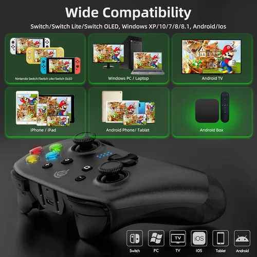 Vista 2 de EasySMX Switch Pro Controller for Nintendo SwitchLiteOLED, PC Controller, Wireless Switch Controller with 4 Programmable Buttons, Dual Vibration
