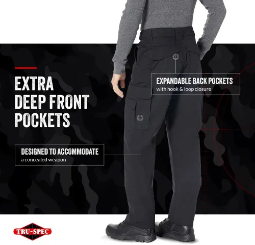Vista 6 de Tru-Spec Pantalones tácticos originales 24-7 para hombre, pantalones de trabajo CCW Cargo resistentes al agua con estructura robusta y aberturas