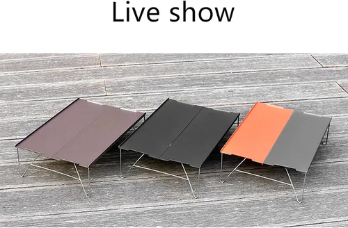 Vista 3 de Mesa plegable de aluminio para acampar al aire libre, tamaño mini, fácil de empacar, con bordes desplegables, mesa de picnic con bolsa de transporte