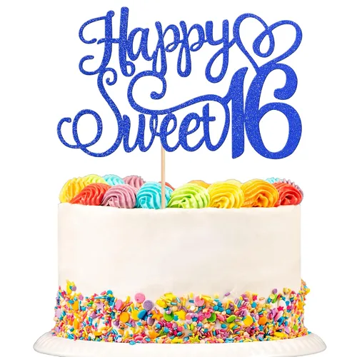 Vista 11 de 24 piezas de decoraciones para cupcakes de 16 cumpleaños con purpurina, ¡Hola 16! Dulces 16 desde 2008, púas para cupcakes de 16 años para celebrar