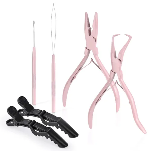 Vista 11 de Kit de herramientas para extensiones de cabello EHDIS de acero inoxidable, juego de alicates para micro enlaces de cuentas de cabello y removedor