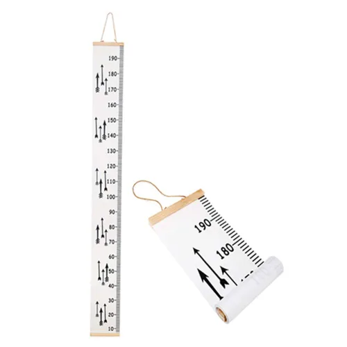 Vista 3 de Tabla de crecimiento de altura del bebé, reglas colgantes para habitación de los niños, marco de madera, regla de lona, decoración de habitación, 79