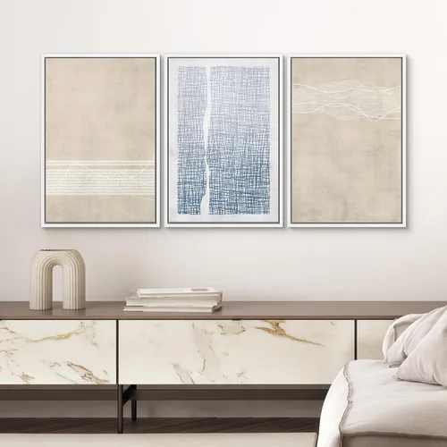 Vista 486 de SIGNWIN Lienzo enmarcado para pared, juego de arte neutro de bosque brumoso, ilustraciones en tono tierra, arte moderno, decorativo, bohemio