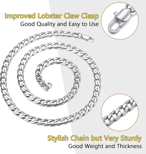 Vista 5 de PROSTEEL 316L Stainless Steel Cuban Chain Necklaces for Men Women, Black18K Gold Plated, Hypoallergenic Jewelry, 4mm-13mm, 14"-30", Come with Box