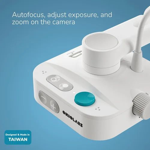 Vista 3 de Cámara de documentos OKIOCAM W1 USB 4K de 8MP con luz para profesores. Viene con software de presentación OKIOPoint y seguimiento de IA. Cámara Doc