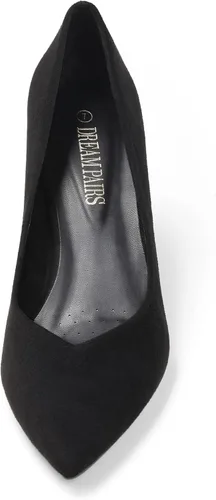 Vista 2 de DREAM PAIRS Zapatos de tacón alto y grueso para mujer, con puntera cerrada, puntera puntiaguda, para boda, fiesta, elegante, sin cordones