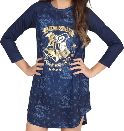 Vista 2 de Harry Potter Hermione Hogwarts Logo Ravenclaw House Crest Raglan Sleepshirt Pijama Camisón