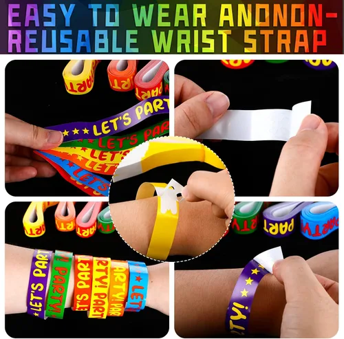 Vista 3 de Teling Paquete de 600 pulseras de papel para eventos, bandas de brazo para fiestas, bandas de mano ligeras de colores neón para eventos y fiestas