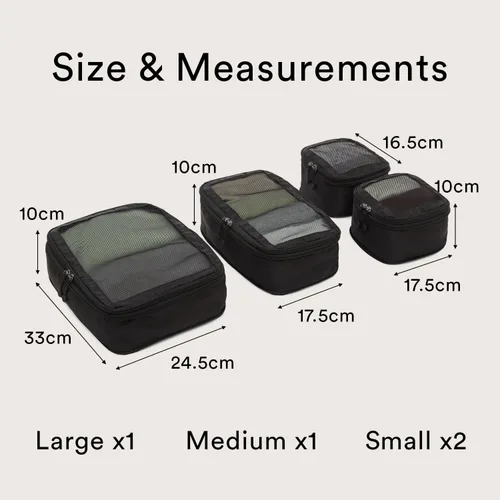 Vista 5 de Chelsea Juego de 4 cubos de equipaje para maleta Juego de bolsas organizadoras de maleta Accesorios de viaje para organizar ropa o zapatos