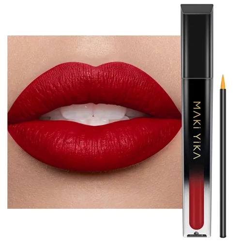 Vista 39 de MAKI YIKA Juego de 3 lápices labiales líquidos mate, color negro y rojo Negro/Rojo Oscuro/Desnudo